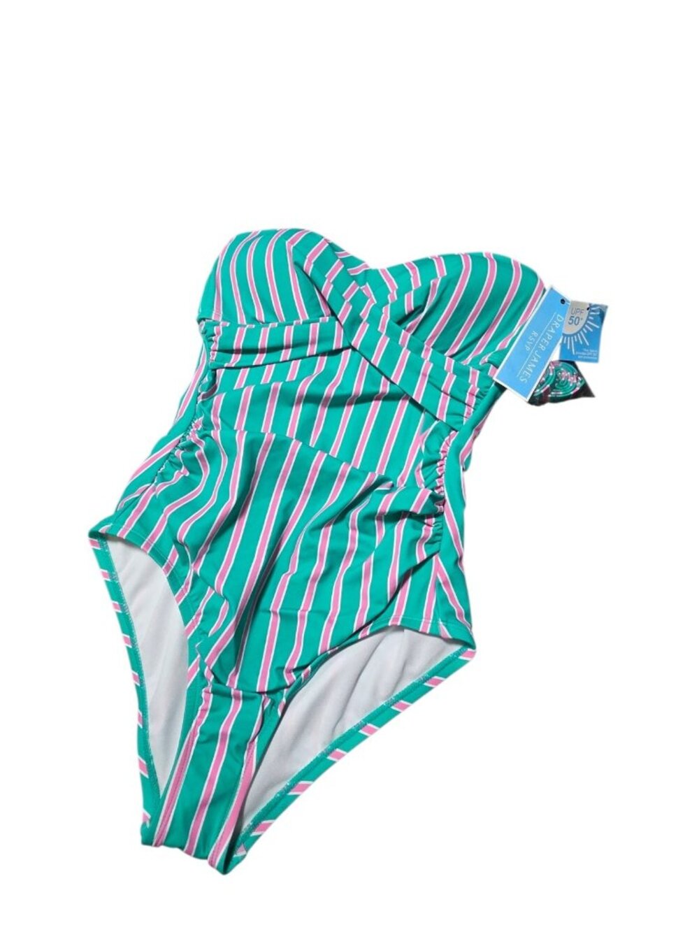 New Draper James Womens XSmall UPF 50+ Detachable Strap Striped Swim Suit
